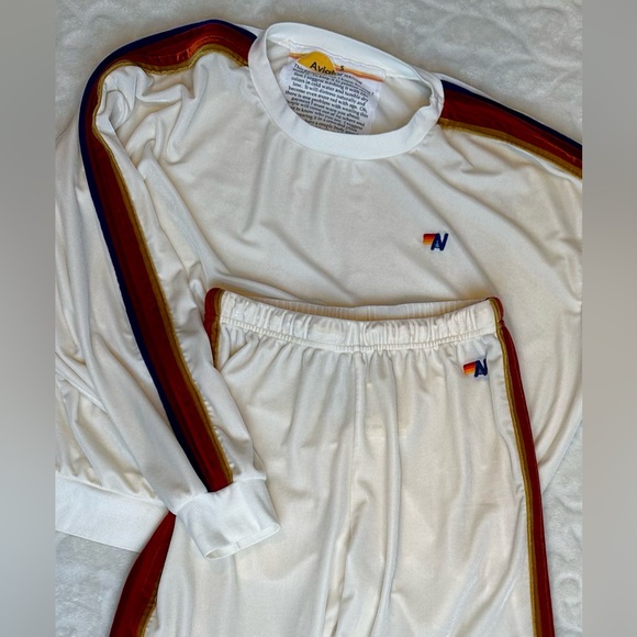 Aviator Nation Relaxed Velvet Jogger White with Colorful Stripes size SMALL - Picture 12 of 12